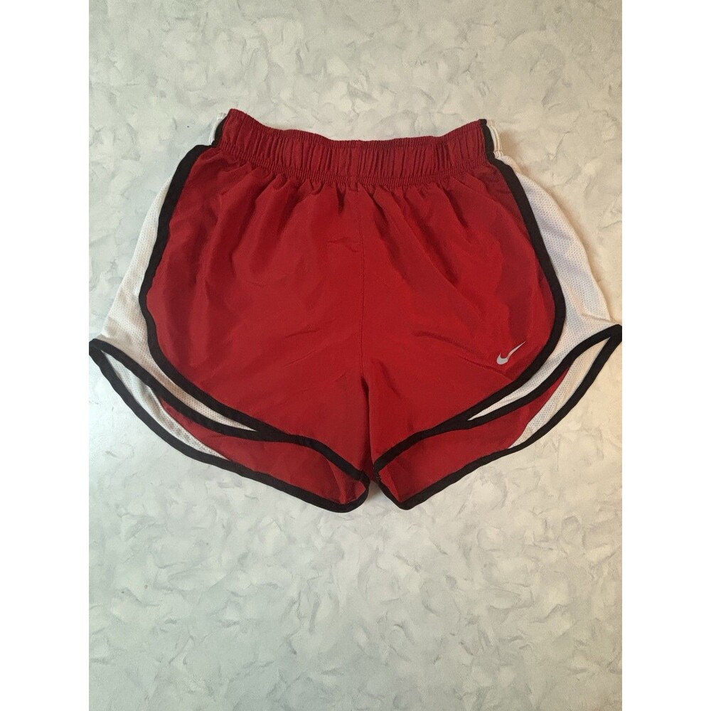 Nike Womens Small Tempo Running Shorts Red Black White Mesh Dri-Fit Athletic S